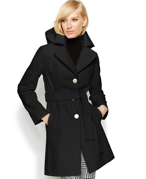 michael kors black hooded coat